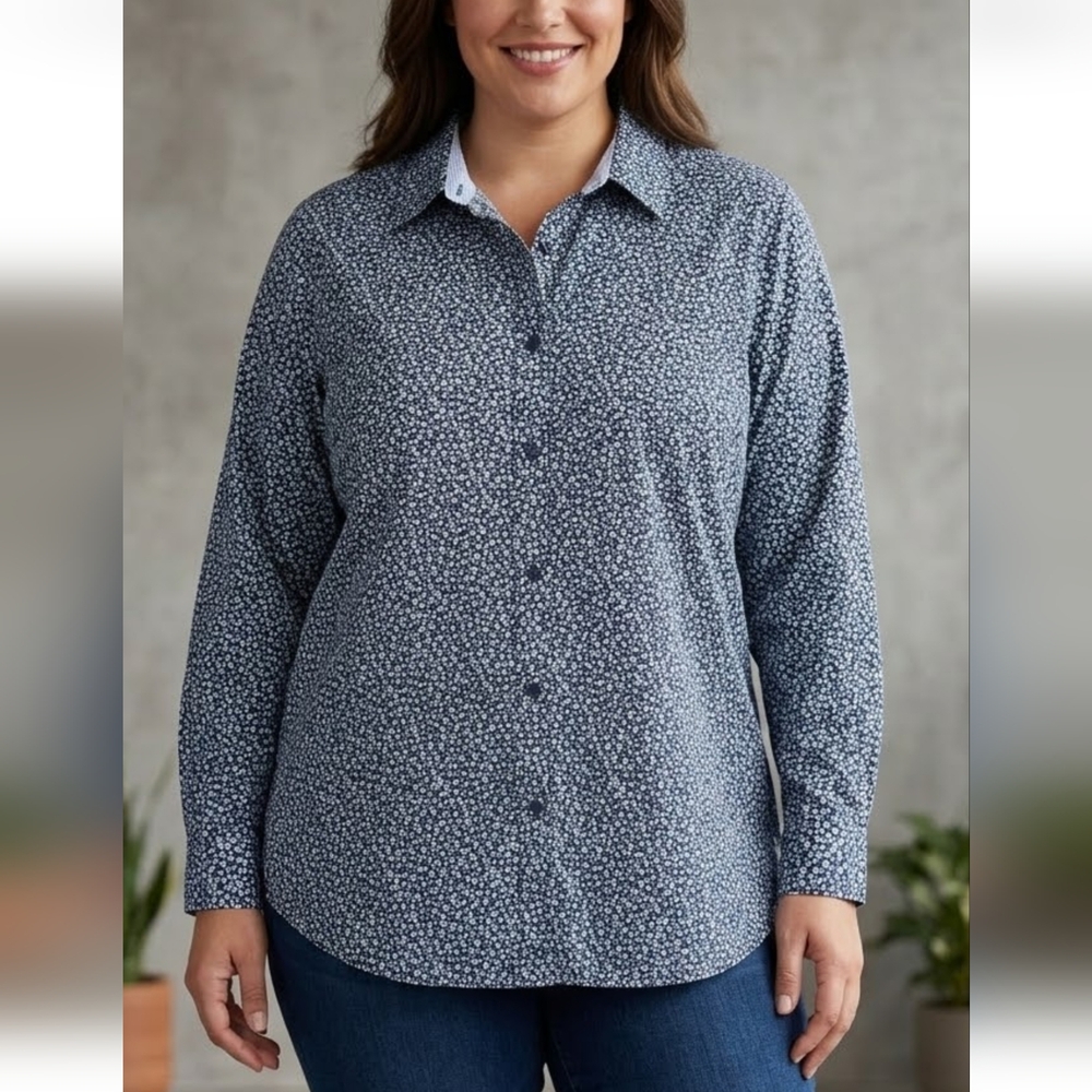 Chaps Chic and Timeless Floral buttons down shirt, Workwear,plus size 2X